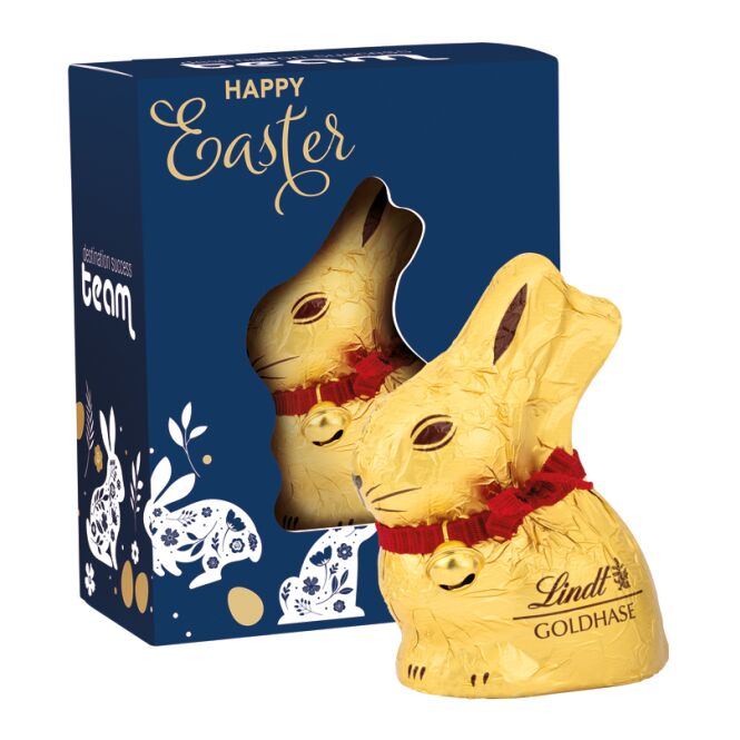 Kundenpräsent Oster Box Maxi Lindt mit Logodruck – Weiß – klimaneutrales Werbegeschenk für Ostern