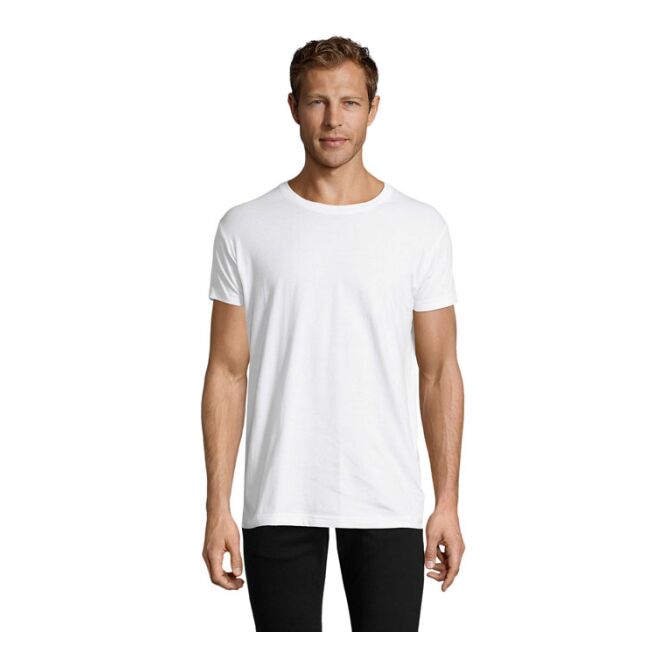 Werbeartikel SOL'S Herren T-Shirt Regent Fit – weiß – mit Logo bedruckt 150g Single Jersey Gr. XXL