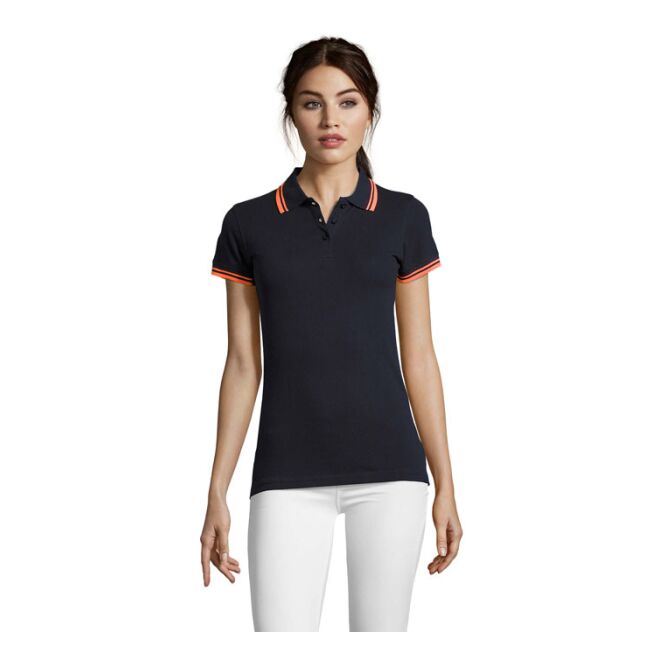 Corporate Fashion Damen Poloshirt SOL'S PASADENA – marineblau/neonorange – mit hochwertigem Stick Gr. XXL