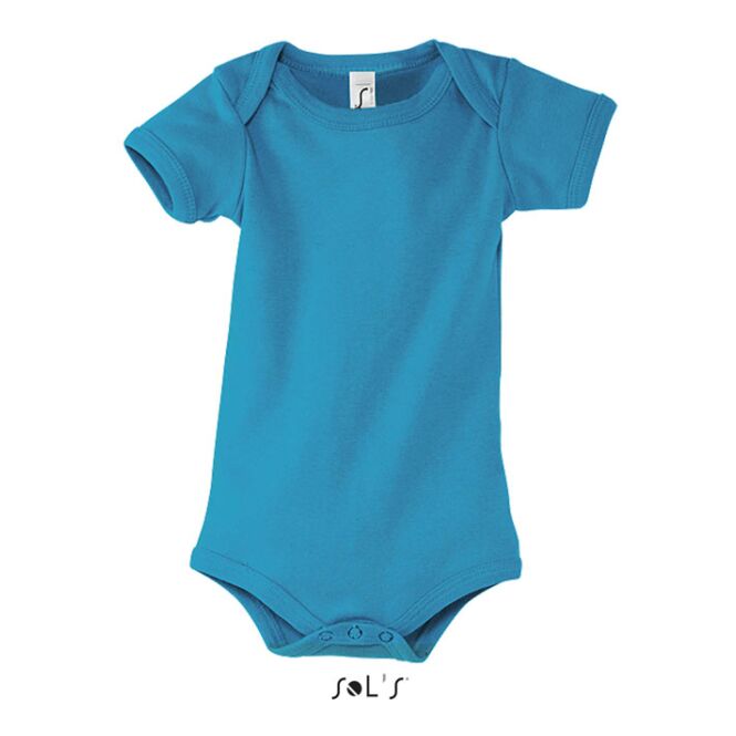 Werbeartikel Baby-Body SOL'S BAMBINO – aqua – mit Logo bedruckt Gr. XS