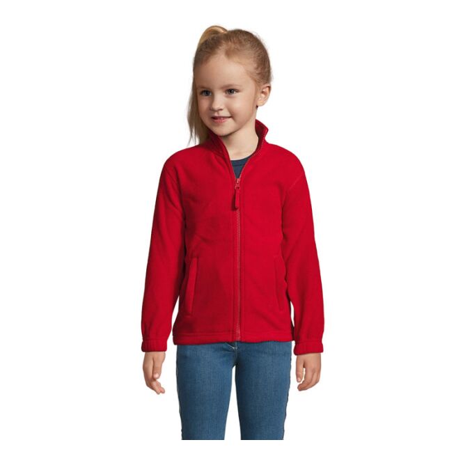 Arbeitskleidung Fleecejacke SOL'S North – rot – mit Logo bedruckt Gr. 5XL