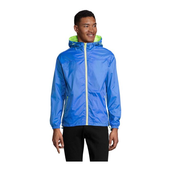 Teamkleidung Windbreaker SKATE LINED – royal/neon yellow – mit Logo bedruckt Gr. L