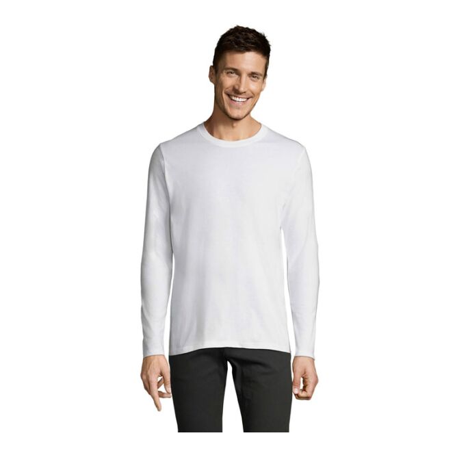 Werbeartikel Langarm-T-Shirt SOL'S IMPERIAL LSL MEN – weiß – mit Logo bedruckt Gr. L