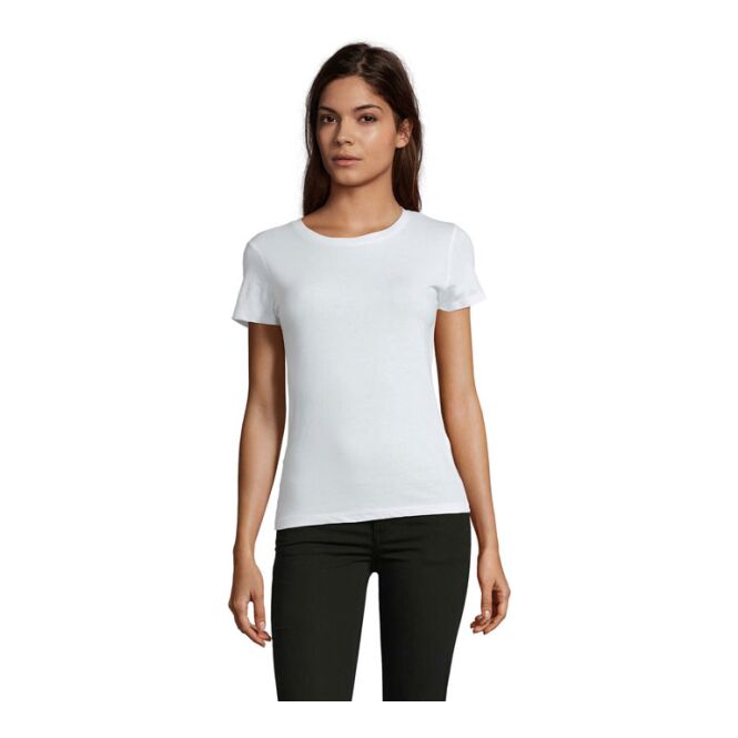 Werbeartikel T-Shirt SOL'S REGENT FIT WOMEN – weiß – mit Logo bedruckt Gr. XL