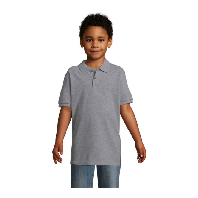 Corporate Fashion SOL'S PERFECT Kinder Polo – grau melange – mit hochwertigem Stick Gr. XXL