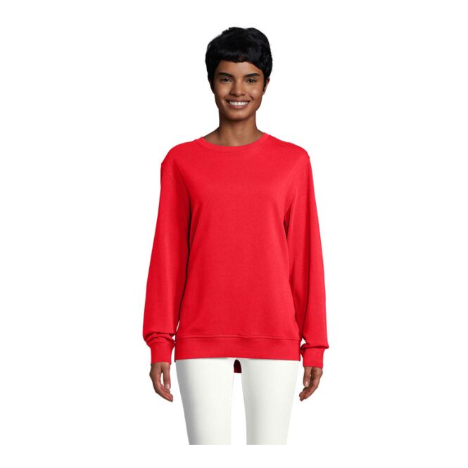 Werbeartikel Comet Sweatshirt XXL mit Logodruck – Rot – nachhaltiger Pullover aus Bio-Baumwolle für Firmen