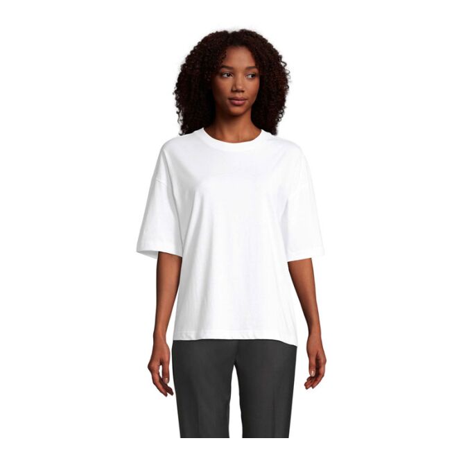 Werbeartikel Damen T-Shirt SOL'S Boxy Oversize – weiß – mit Logo bedruckbar nachhaltig Gr. XL