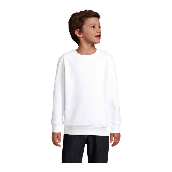 Teamkleidung Sweatshirt SOL'S COLUMBIA KIDS – weiß – nachhaltig mit Logo bedruckt Gr. 3XL