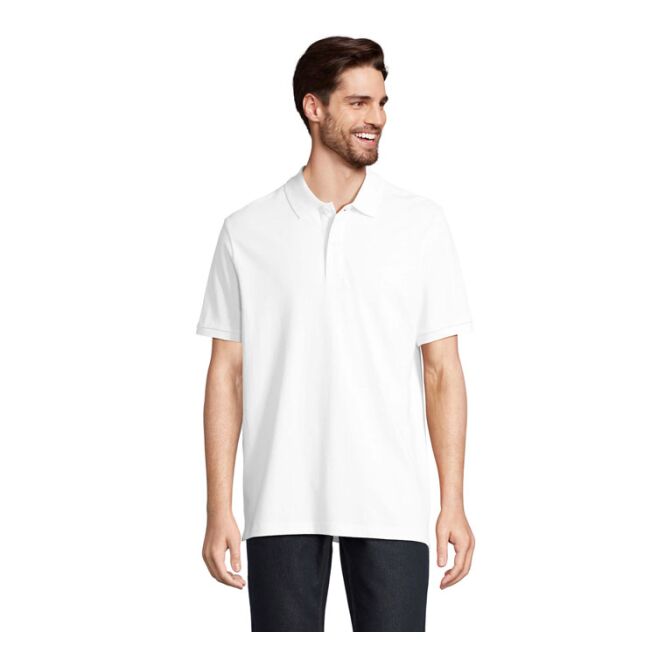 Corporate Fashion Polo PEGASE SOL'S – weiß – nachhaltig mit hochwertigem Stick Gr. M