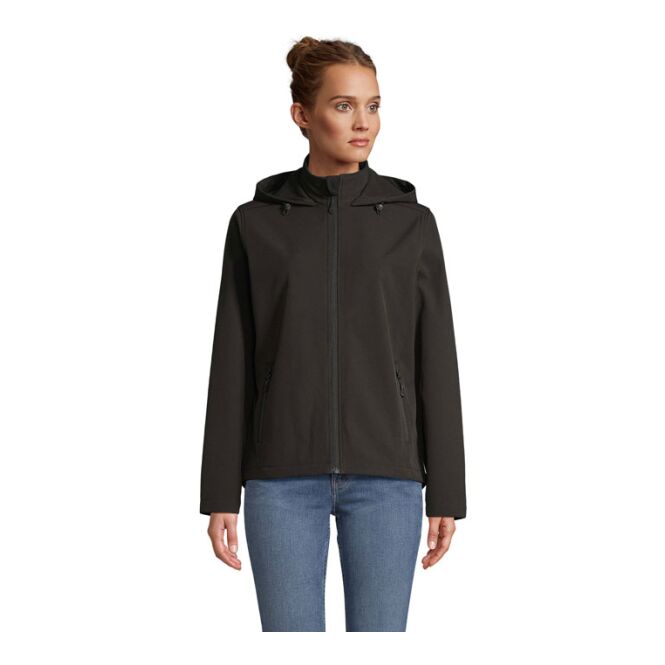 Corporate Fashion SOL'S RACE Women Kapuzenjacke – schwarz – mit hochwertigem Stick aus nachhaltigem recyceltem Polyester Gr. S