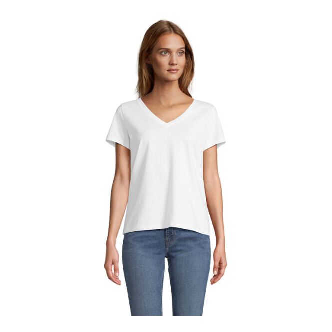 Werbeartikel T-Shirt SOL'S Regent V Women – weiß – mit Logo bedruckt Gr. S
