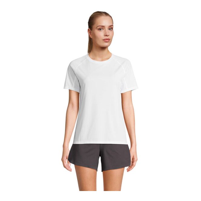 Werbeartikel VORTEX WOMEN RAGLAN T-Shirt SOL'S – weiß – nachhaltig mit Logo bedruckt Gr. M