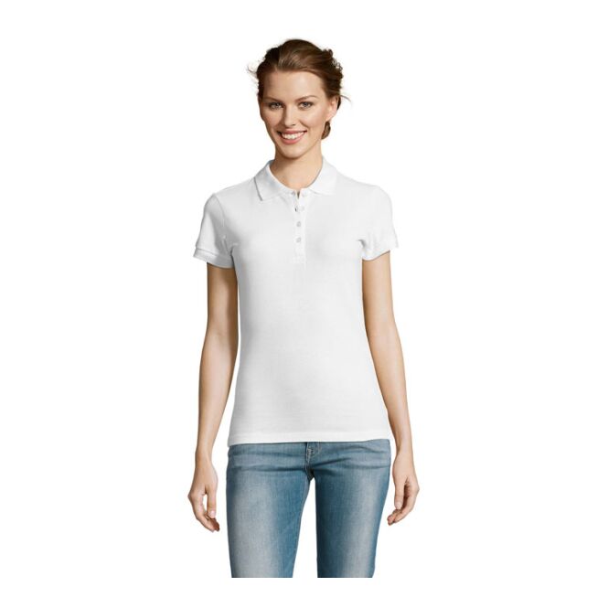 Corporate Fashion SOL'S PEOPLE Damen-Polo – weiß – mit hochwertigem Stick Gr. L