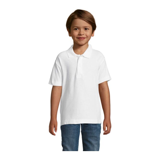 Werbeartikel Poloshirt SOL'S SUMMER II KIDS – weiß – mit hochwertigem Stick Gr. 4XL