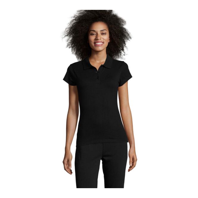 Corporate Fashion Damen-Poloshirt Prescott SOL'S – tiefschwarz – mit hochwertigem Stick Gr. M