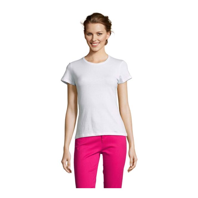 Werbeartikel Damen T-Shirt SOL'S MISS – weiß – mit Logo bedruckt Gr. L