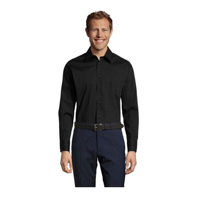 Corporate Fashion SOL'S BRIGHTON Herrenhemd – schwarz – mit hochwertigem Stick nachhaltig Gr. M