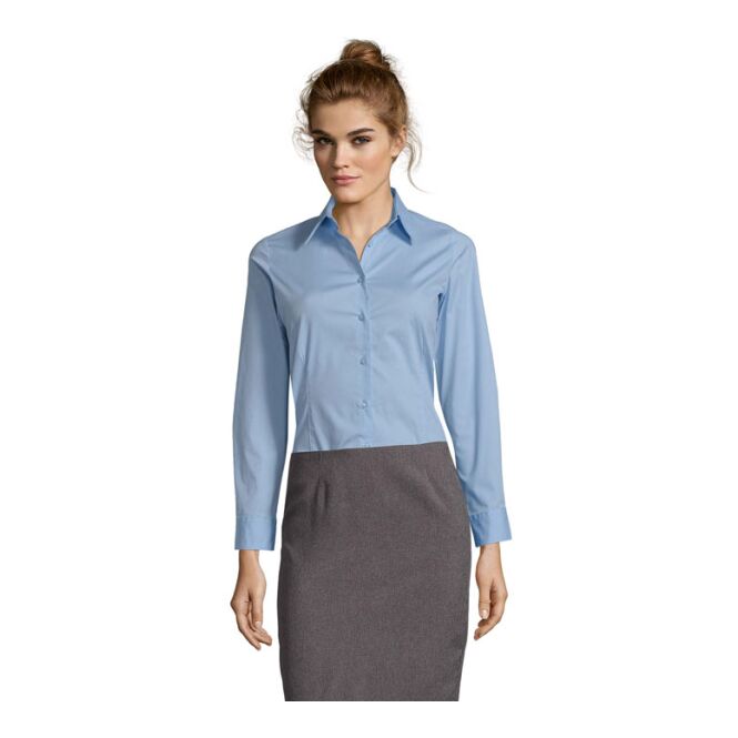 Arbeitskleidung Damen Hemd SOL'S Eden – bright sky – mit Logo bedruckt, nachhaltig, Gr. XL
