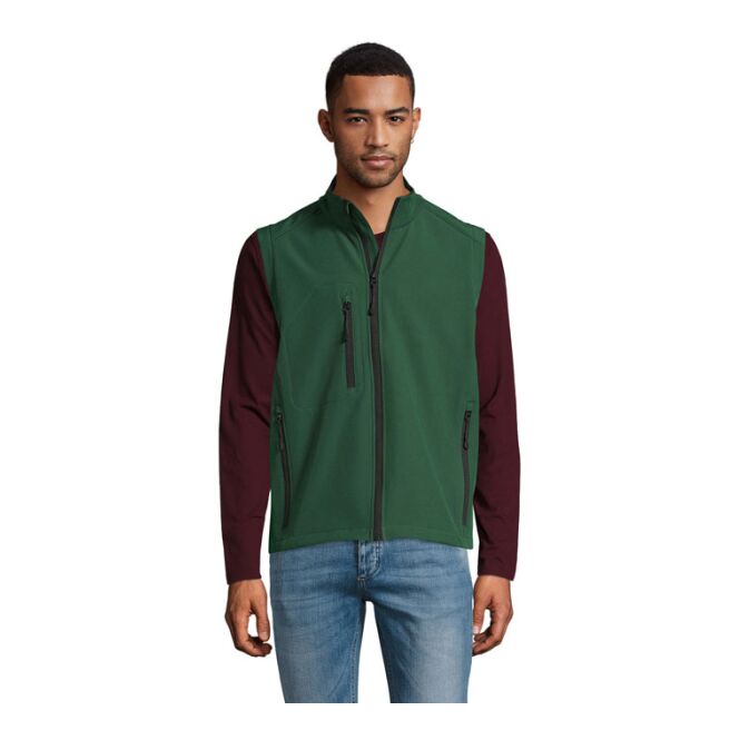Arbeitskleidung Softshelljacke SOL'S Rallye Men – waldgrün – mit Logo bedruckt, wasserdicht, 3 Taschen, Gr. XL