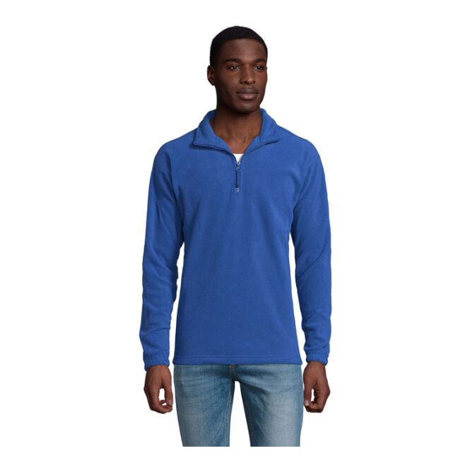 Mitarbeitergeschenk Ness Fleece-Sweatshirt 1/4-Reißverschluss mit Logodruck – XL – Königsblau – funktionelle Firmenbekleidung für Büro und Team