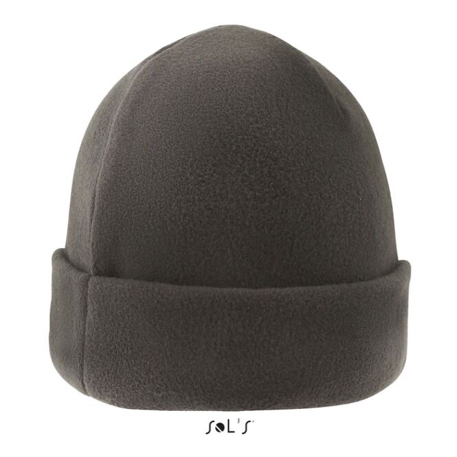 Werbeartikel Sol's Serpico 55 Unisex-Mütze mit Logodruck – Anthrazitgrau – Fleece-Accessoire für Mitarbeiter und Firmen