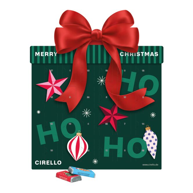 Mitarbeiter-Weihnachtsgeschenk Shape Adventskalender mit Logodruck – Schokolade in kompostierbarer Verpackung – Firmenpräsent für Adventszeit
