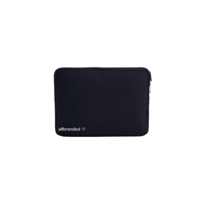 Werbeartikel Laptophülle aus Neopren mit Logo bestickt – 15 Zoll – Schwarz – gepolsterte Schutztasche für Business-Notebooks