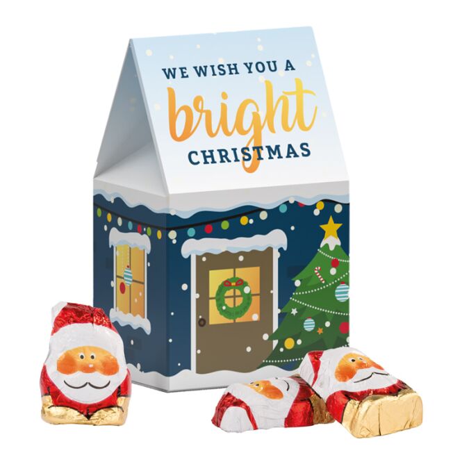 Firmengeschenk Lindt Weihnachtsmischung – weihnachtlich – mit bedrucktem Etikett als Weihnachtsgeschenk für Kunden und Partner