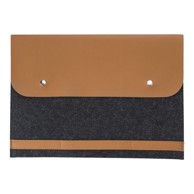 Firmengeschenk Laptop-Tasche Jonathan mit Logodruck – 14 Zoll – Grau – nachhaltige IT-Tasche für Mitarbeiter