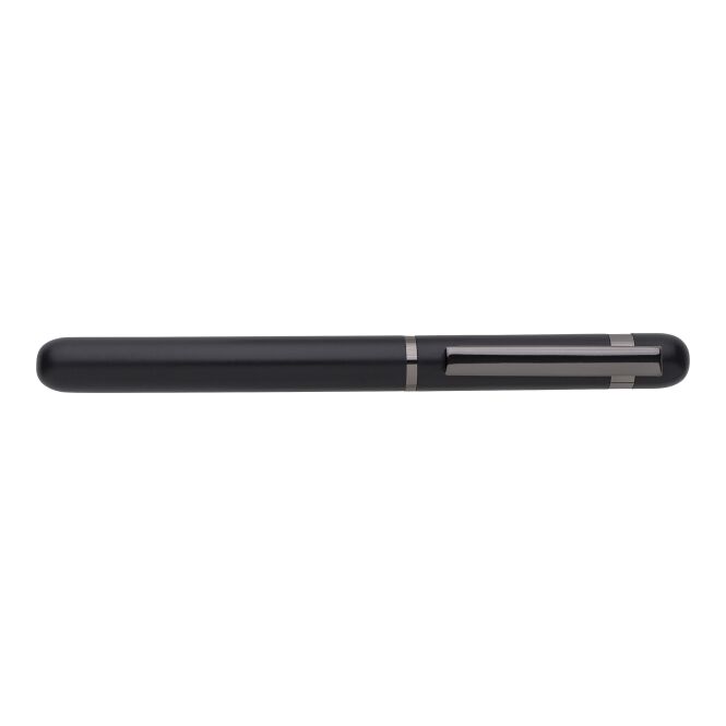 Werbeartikel Rollerball Bridger mit Gravur – Schwarz – hochwertiges Schreibgerät für Messen und Firmen