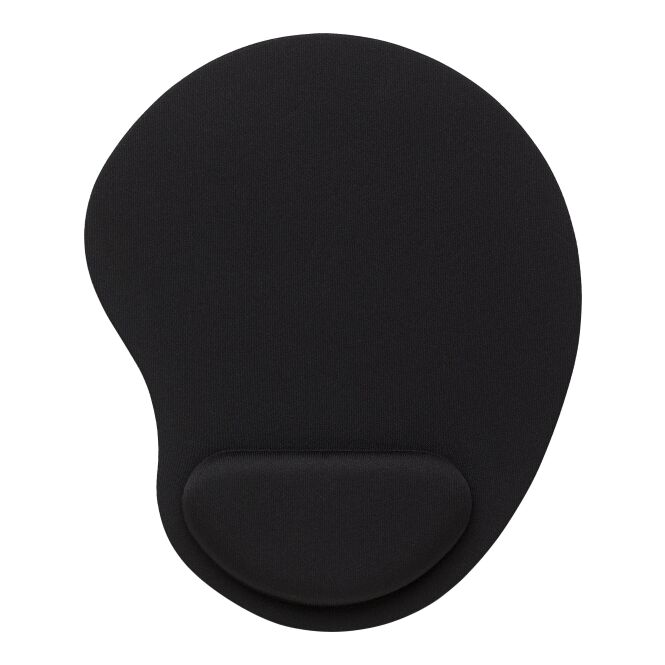 Werbeartikel Mausmatte Odin mit Logodruck – Schwarz – ergonomische Computerunterlage mit Handgelenkstütze für Büroarbeitsplätze