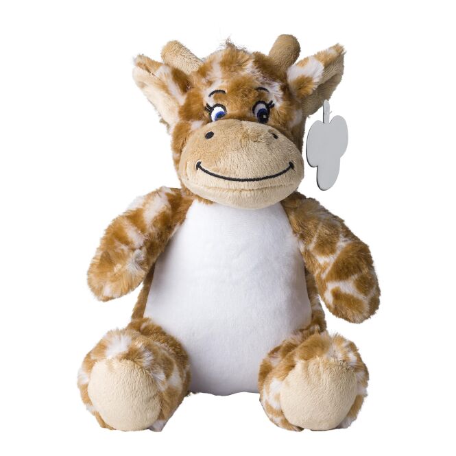 Werbeartikel Plüschgiraffe Rick mit Logodruck – Orange – kuscheliges Maskottchen für Firmen und Messen