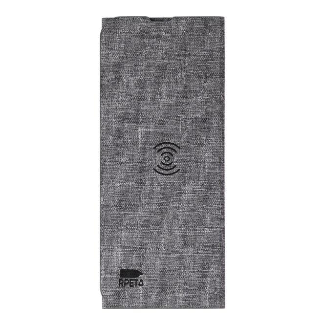 Werbeartikel Schnell-Ladematte Selene mit Logodruck – Grau – nachhaltiger 10W Wireless Charger für Büro und Business
