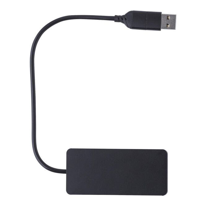 Werbeartikel USB Hub Layton mit Gravur – Schwarz – kompaktes Computerzubehör für Büro und Messen