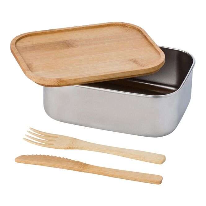 Firmengeschenk Brotdose Esme Edelstahl mit Gravur – Braun – Lunchbox für Büro und Business