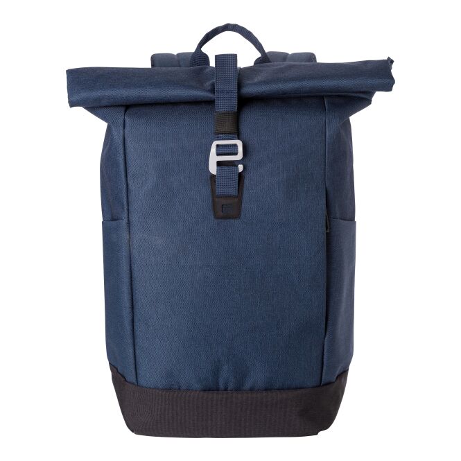 Mitarbeitergeschenk Rolltop-Rucksack Dax mit Logodruck – Blau – praktischer Laptoprucksack für Business und Dienstreisen