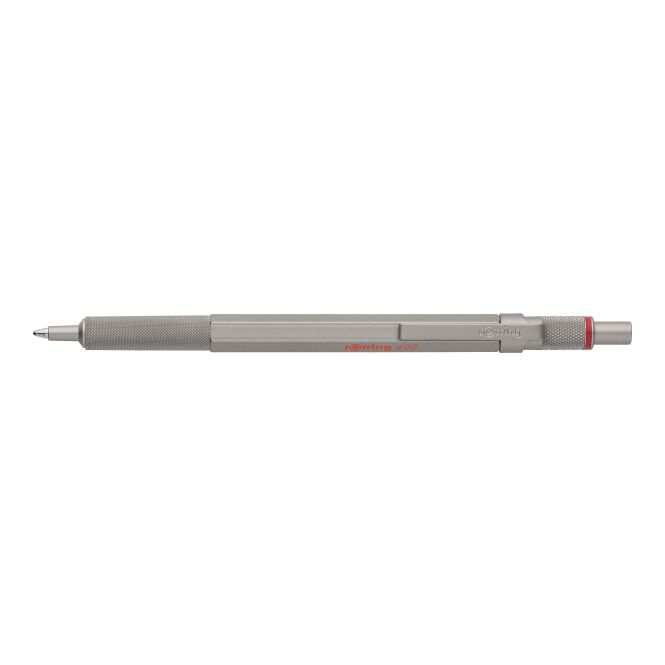 Premium-Werbeartikel Kugelschreiber rOtring 600 – silber – mit Gravur blau schreibender Druckkugelschreiber für den Büroalltag
