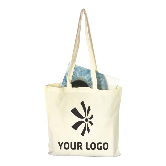 Werbeartikel Baumwolltasche Hilda mit Logodruck – Beige – nachhaltige Stofftasche für Messen und Firmenevents