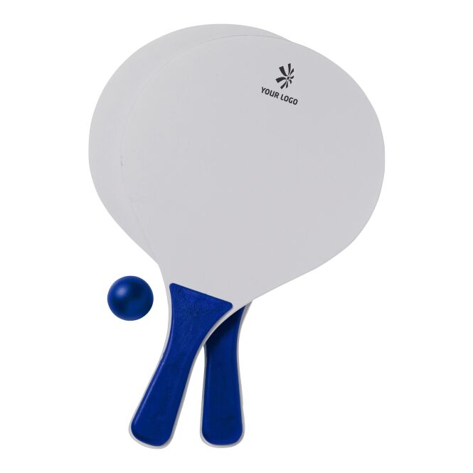 Event-Giveaway Beach-Ball-Set Bravo mit Logodruck – Blau – Strandspiele für Firmen und Mitarbeiter