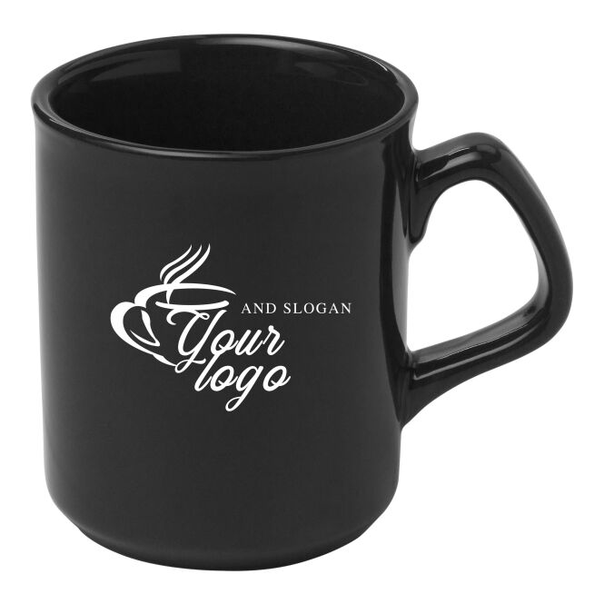Firmengeschenk Kaffeebecher Basic – schwarz – mit Logodruck 250 ml für die Büroküche