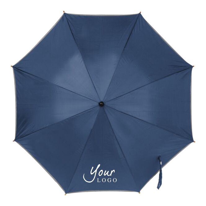 Werbeartikel Stockschirm Elegant mit Logodruck – ø 102 cm – Schwarz – automatischer Regenschutz mit Reflektorband für Firmen und Events