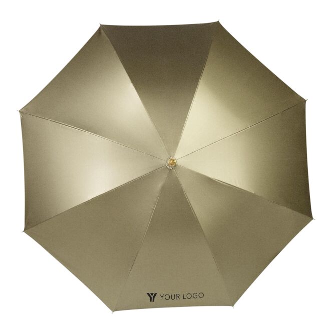 Werbeartikel Automatik-Stockschirm Glamour mit Logodruck – Gold – wetterfester Regenschutz für Business und Events