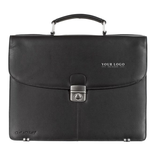 Firmengeschenk Sketcher Aktentasche mit Logodruck – Leder mit 15,6 Zoll Laptopfach – Schwarz – elegante Business-Tasche für Mitarbeiter