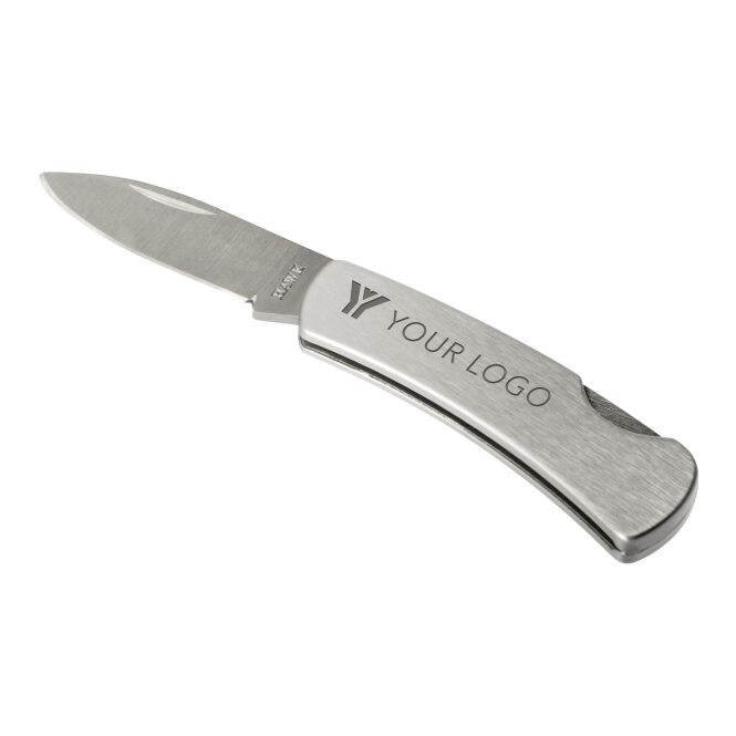 Premium-Werbegeschenk Taschenmesser Fold aus Edelstahl mit Gravur – Silber – Robustes Werkzeug für Firmenkunden und Mitarbeiter