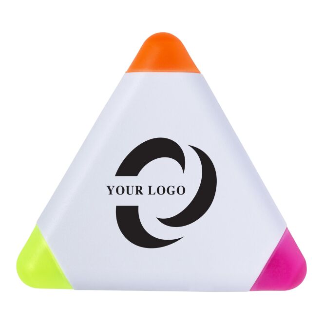 Werbeartikel Textmarker Triangle mit Logodruck – Weiß – dreieckiges Markierungsset für Büros