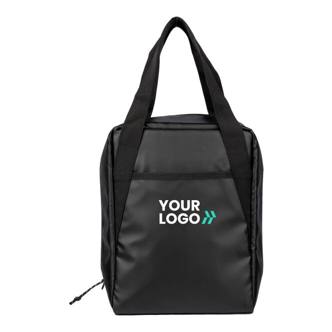 Werbeartikel Kühltasche Tanja mit Logodruck – 600D Polyester – Schwarz – isolierte Tragetasche für Outdoor Events und Firmenausflüge