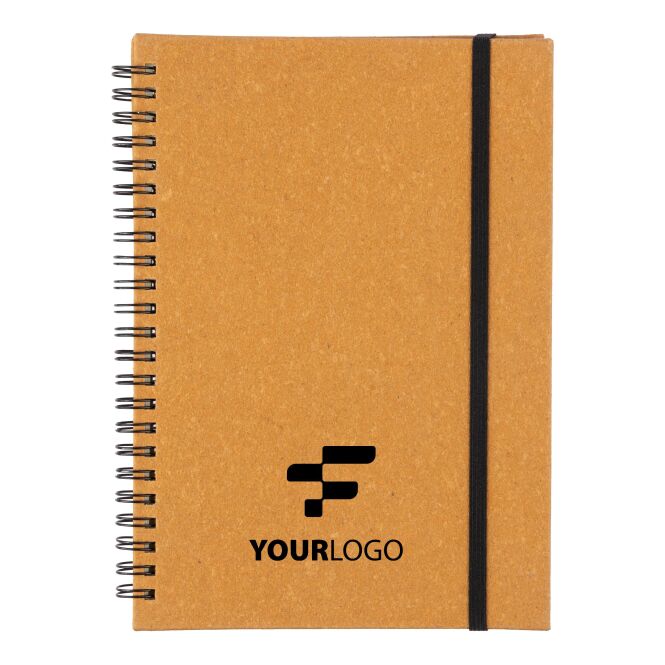 Firmengeschenk Notizbuch Egon A5 – braun – mit Logo geprägt nachhaltiges recyceltes Leder für die Büroausstattung und Meetings