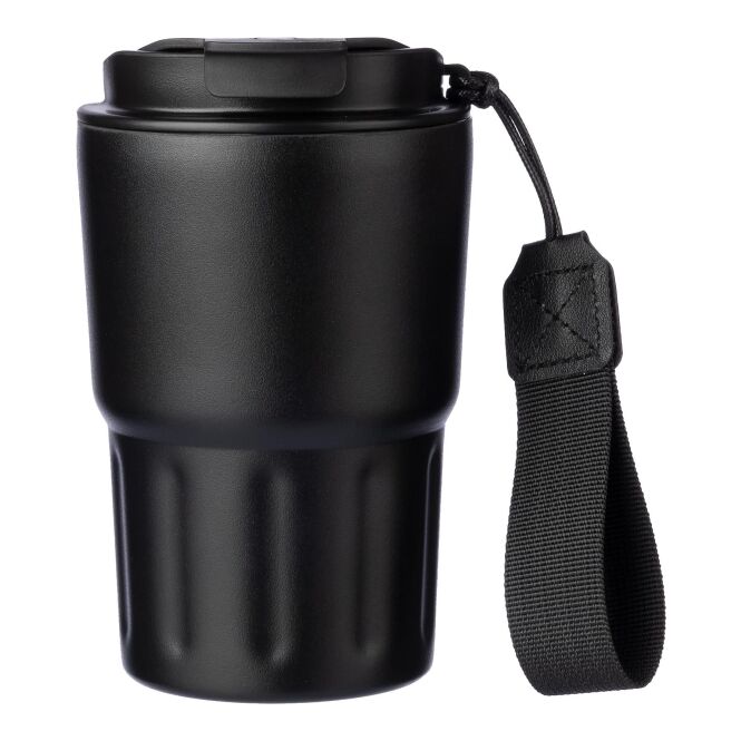 Firmengeschenk Becher Louisa mit Gravur – Schwarz – doppelwandiger Edelstahl Isolierbecher für Büro und Konferenzen