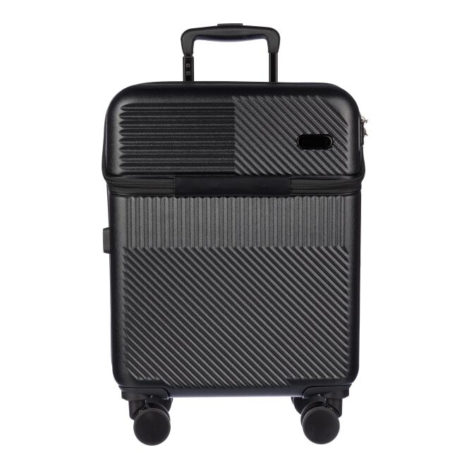 Firmengeschenk Gepäcktrolley Ulf 20 Zoll mit Lasergravur – Schwarz – hochwertiger Koffer für Geschäftsreisen