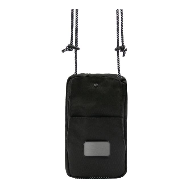 Firmengeschenk Solo Umhängetasche mit Logodruck – Schwarz – recycelte Crossbody Bag für Business und Reisen